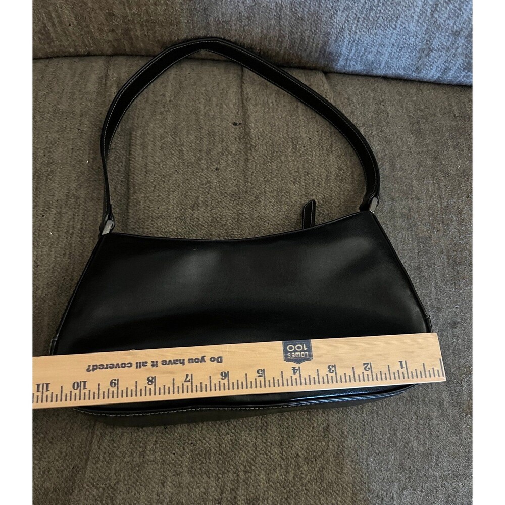 Vintage Liz Claiborne Black Baguette Shoulder Bag Y2K Minimalist Purse - Picture 8 of 12